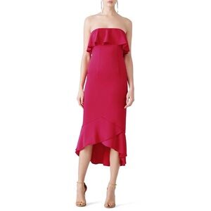 SHOSHANNA NWT Pink Strapless Essie Ruffle Hem Midi Dress 6